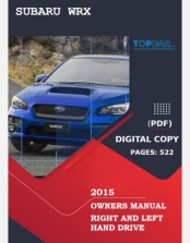 SUBARU WRX 2015 OWNERS MANUAL RHD AND LHD